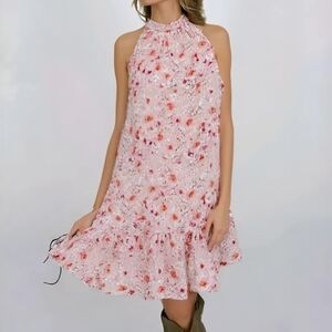 NICOLE MILLER Floral Halter Dress Size 8 Flowy  Countryside Peasant